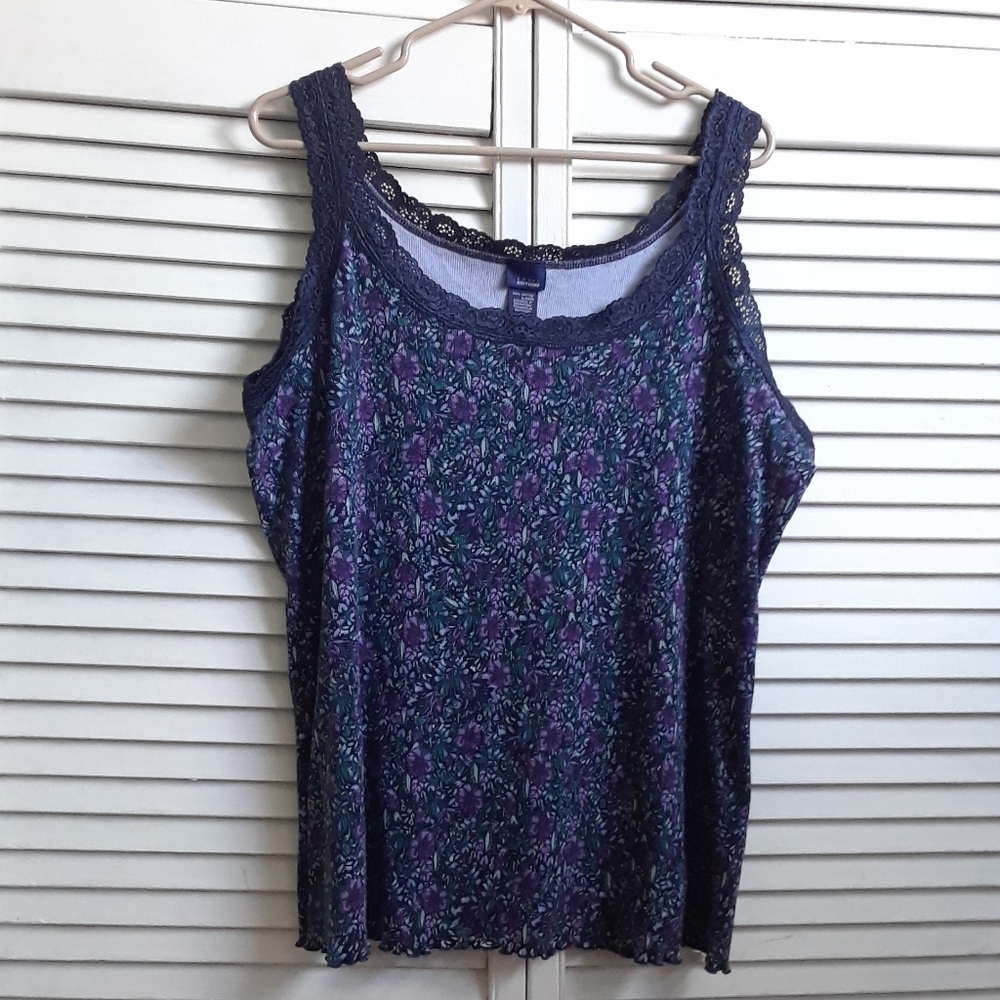 Blue Floral Tank Top
